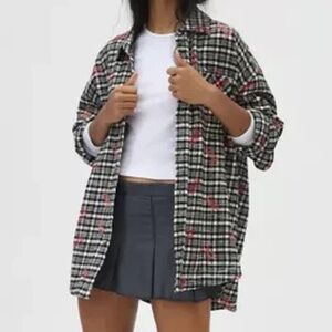 Urban Outfitters BDG Dani Embroidered Oversized Flannel